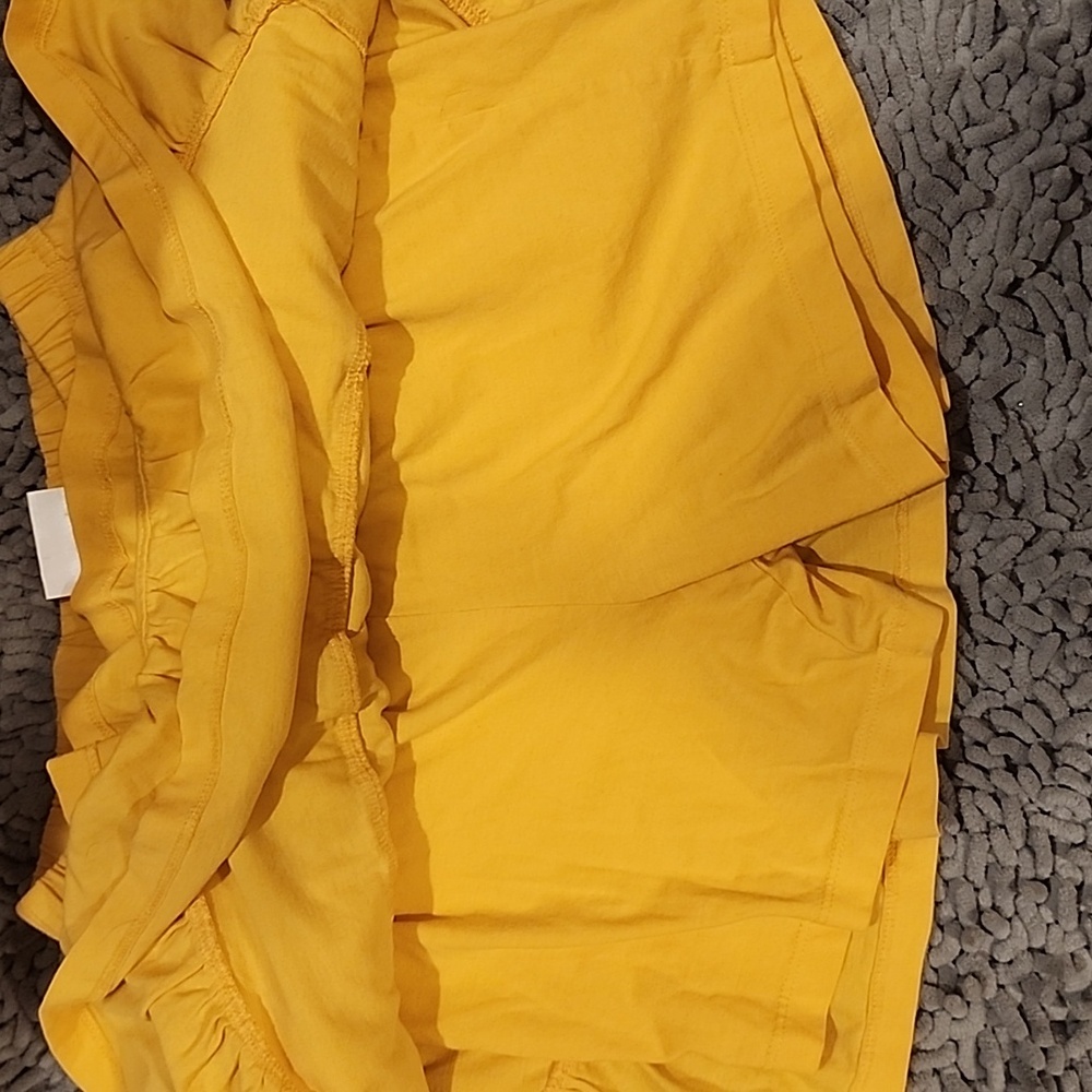Hanna Andersson Yellow Three Tier Ruffle Skirt With Shorts Skort 140 - Picture 8 of 11